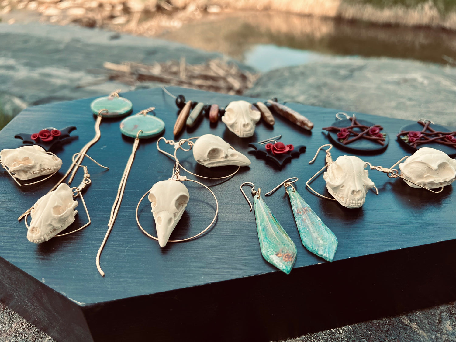 Polymer clay skull earrings