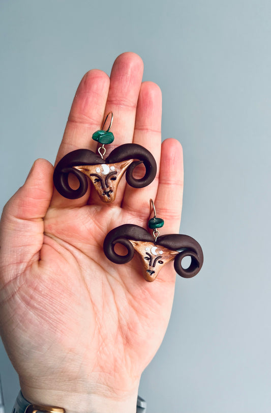 Aries Blaze Earrings: Protect Your Journey with Malachite