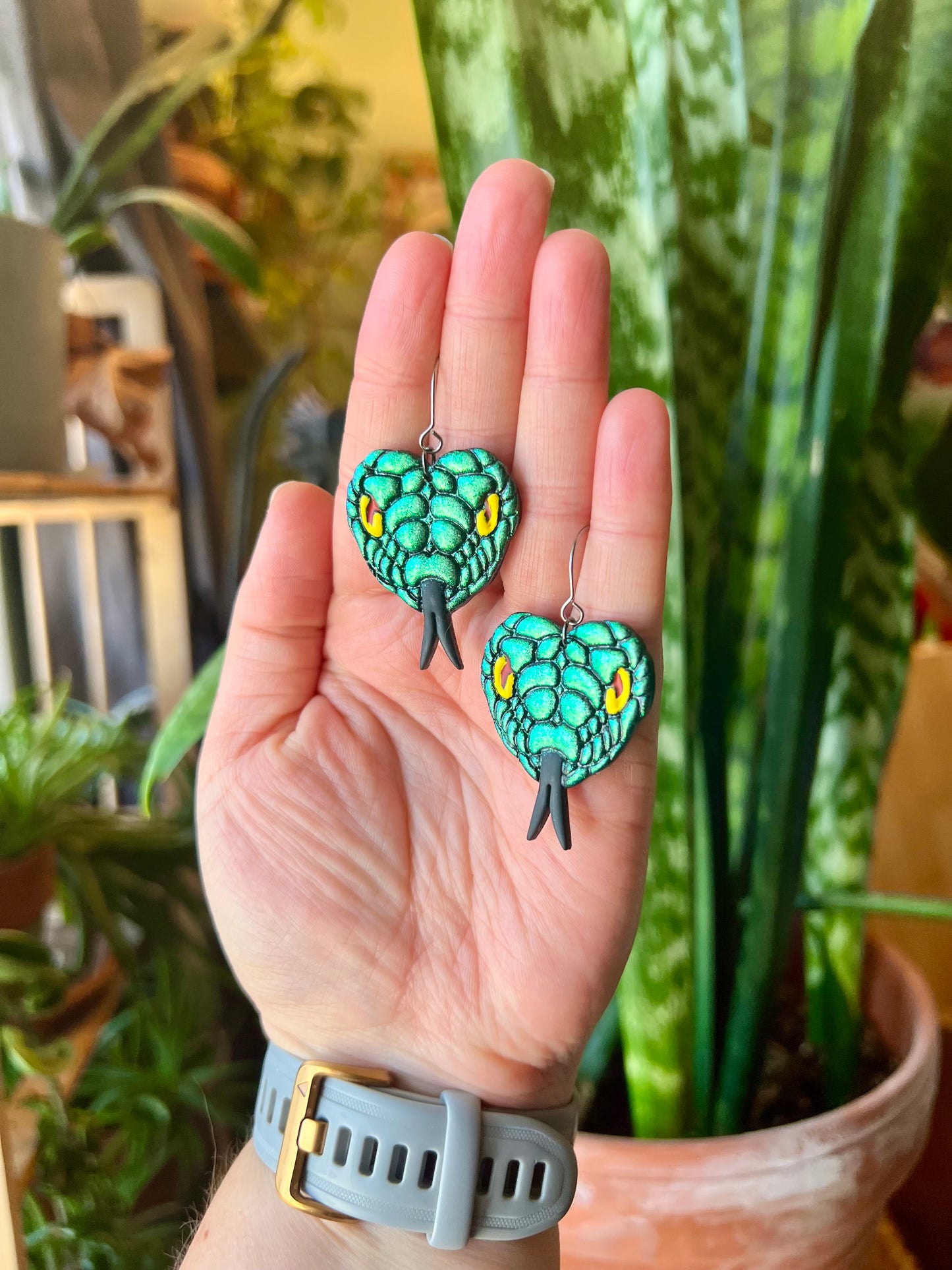 Emerald Serpent Earrings (Color Shifting)