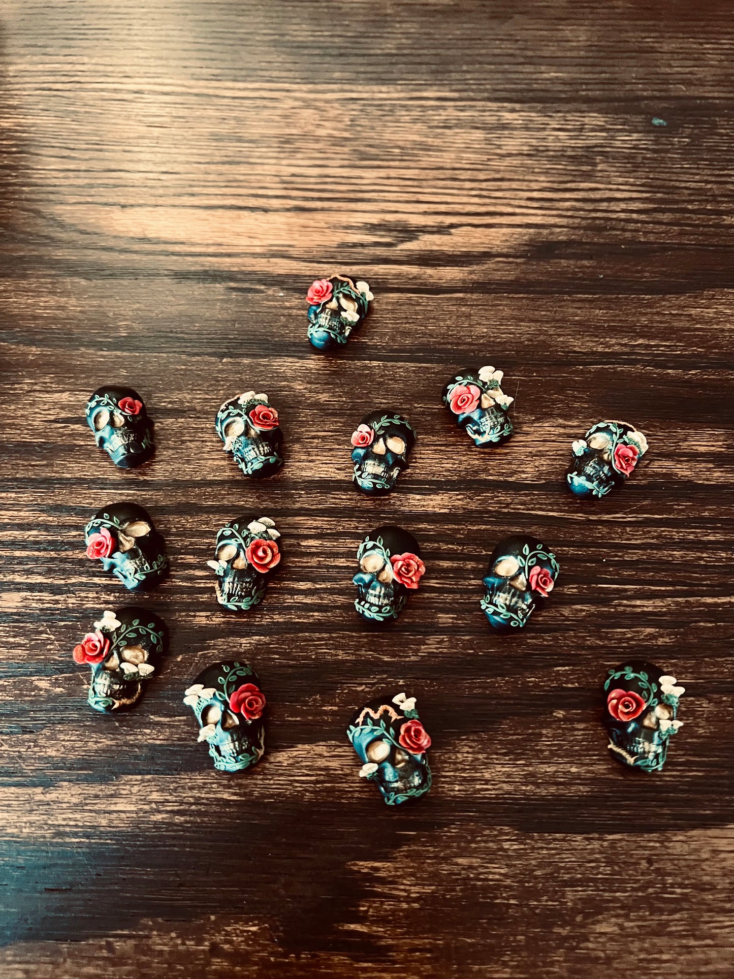 Dark Botanical Skull Earrings