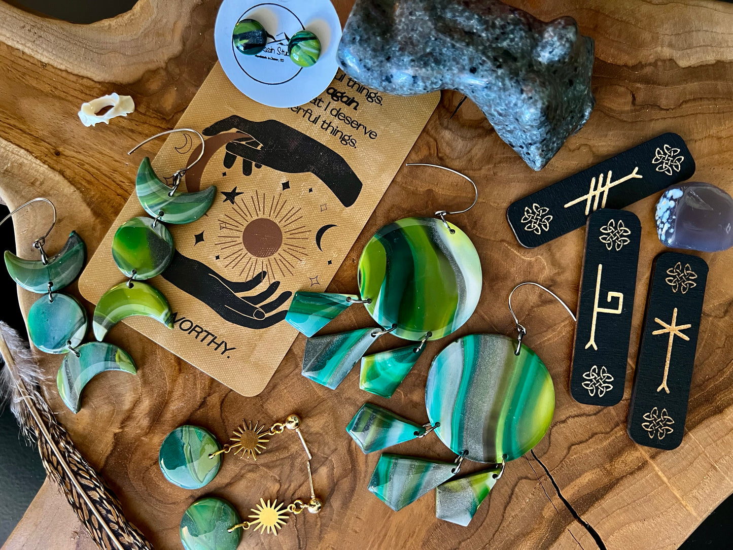 Spring Moon Phases Clay Earrings