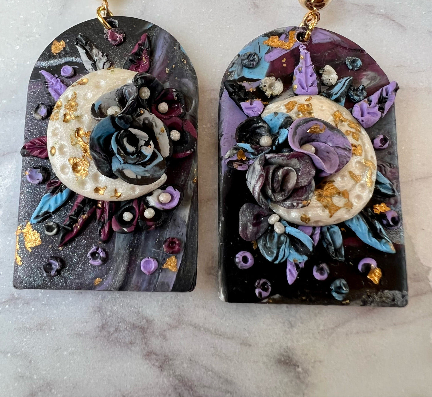 Flower Moon Polymer Clay Earrings