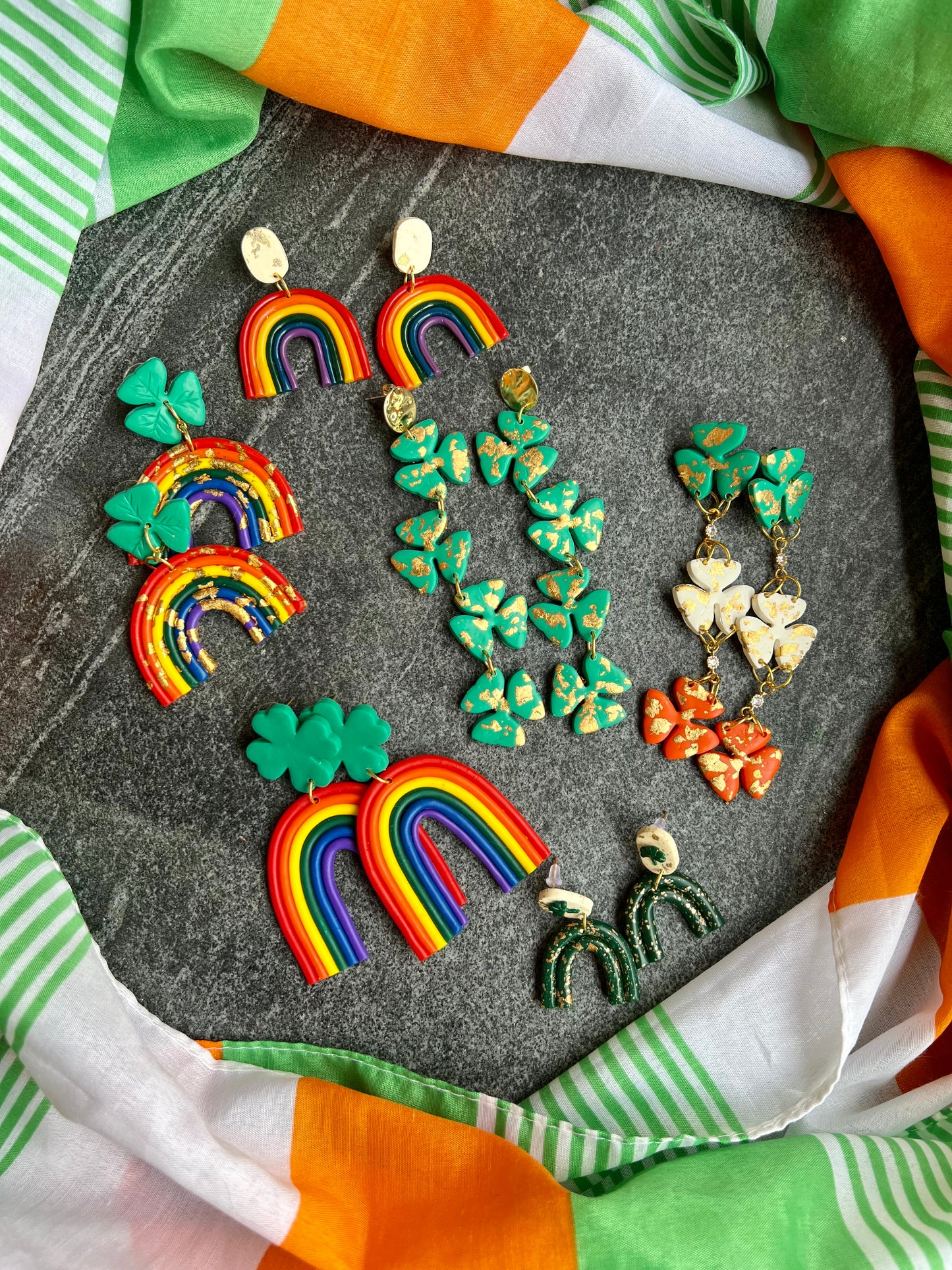 Irish Flag Shamrock Earrings
