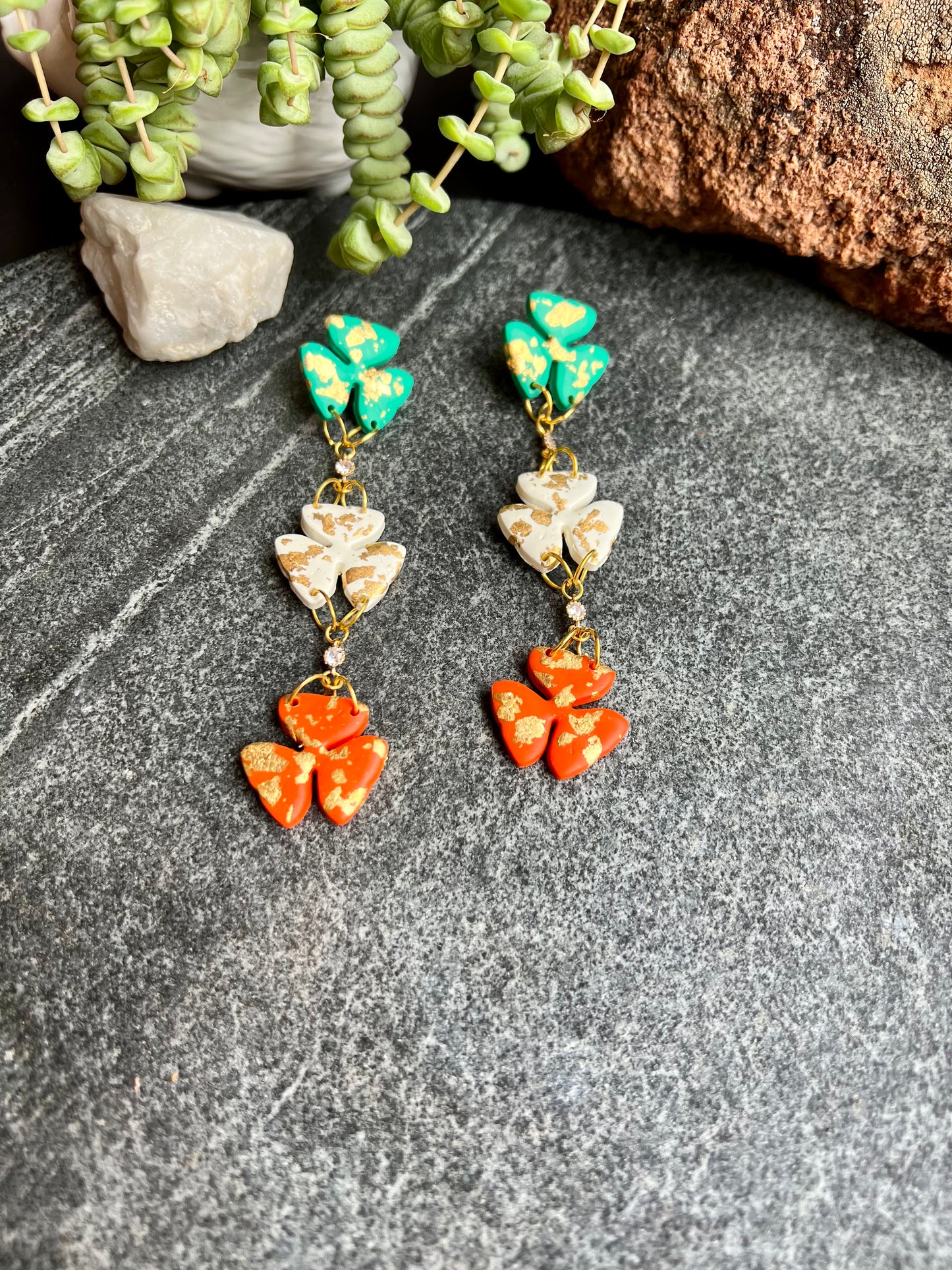 Irish Flag Shamrock Earrings